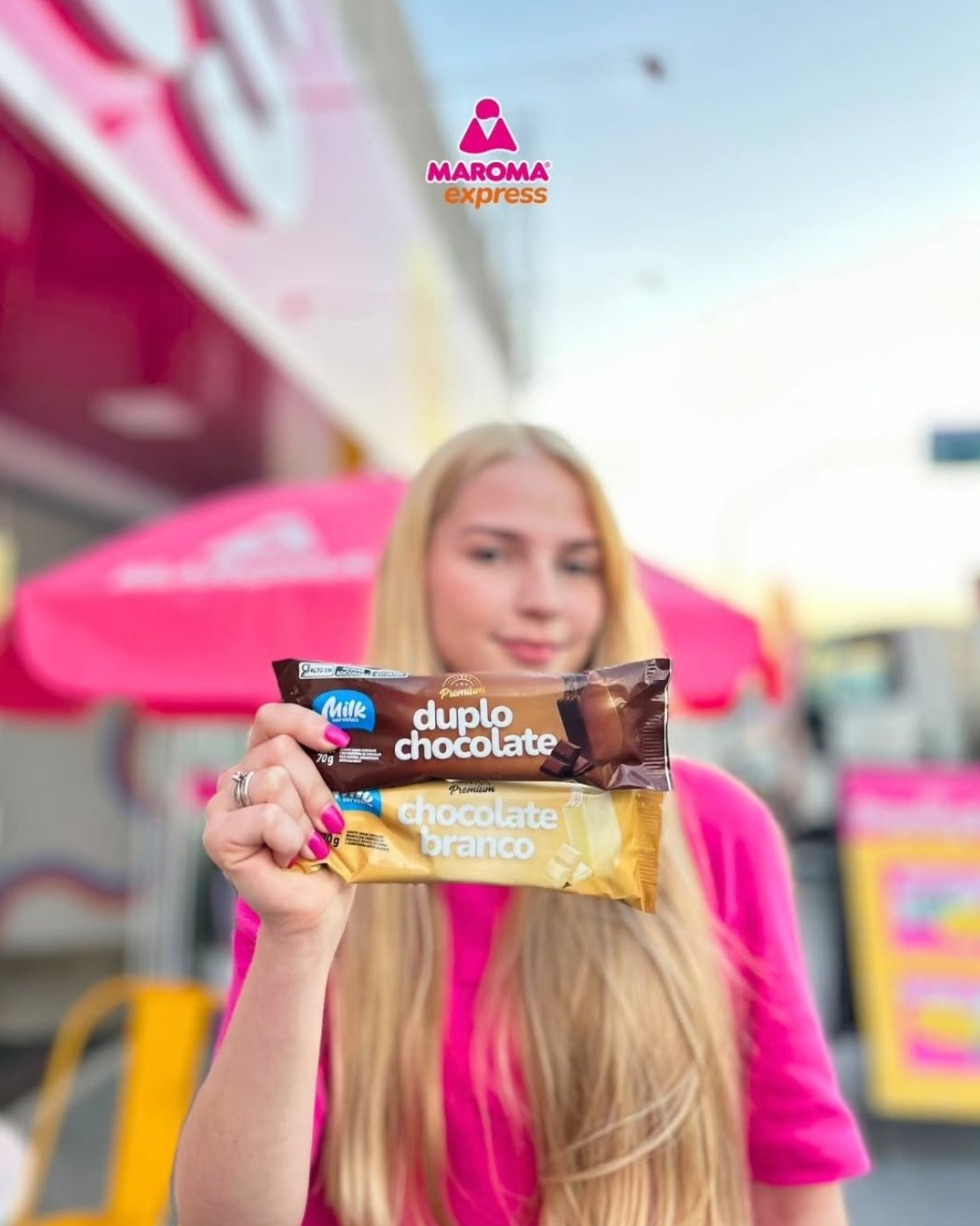 Picolé Duplo Chocolate Maroma com cobertura e recheio de chocolate